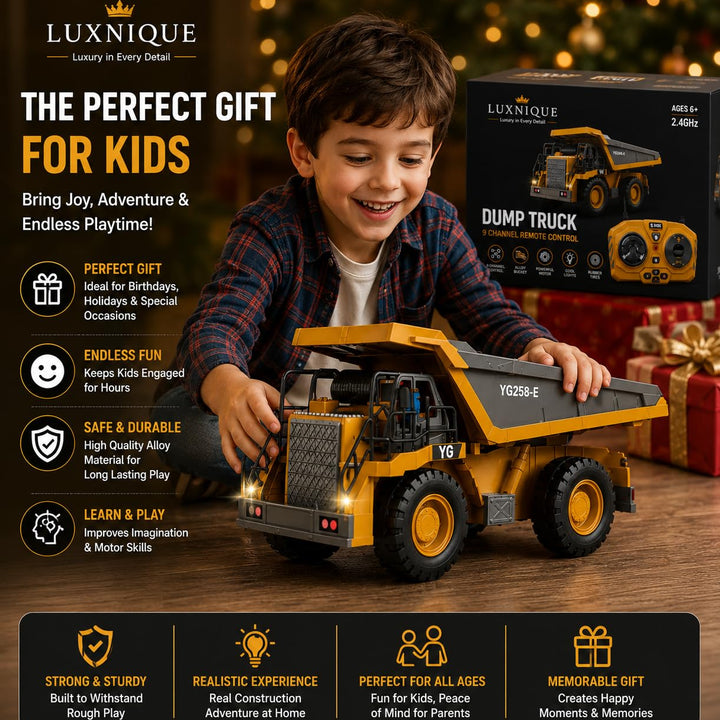 RC Dump Truck – Construction Vehicle with Metal Bed