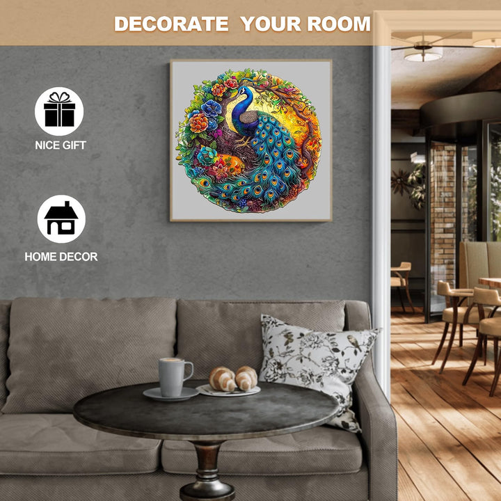 300-Piece Wooden Peacock Puzzle for Adults