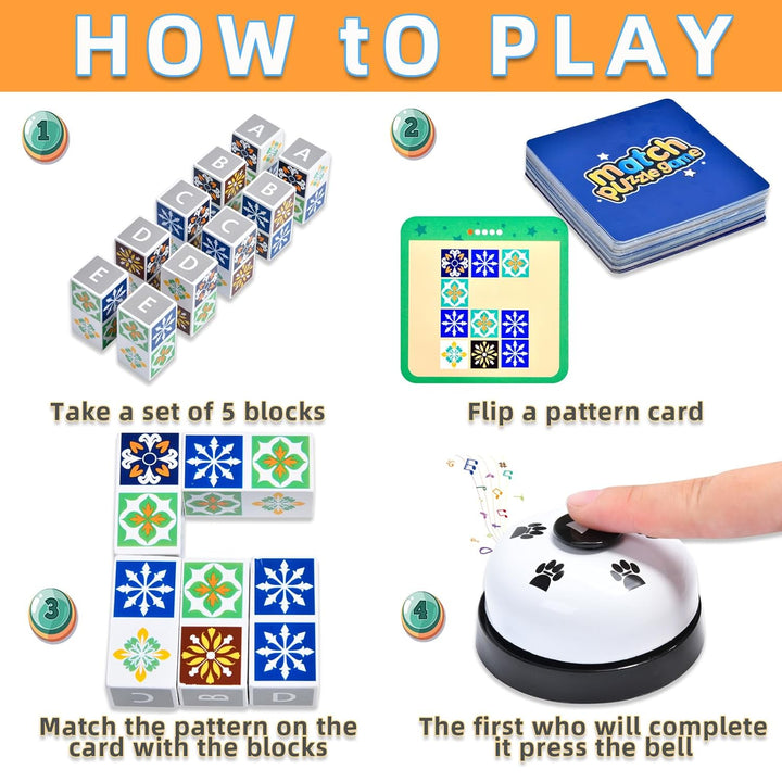 Wooden Pattern Matching Game with Bell