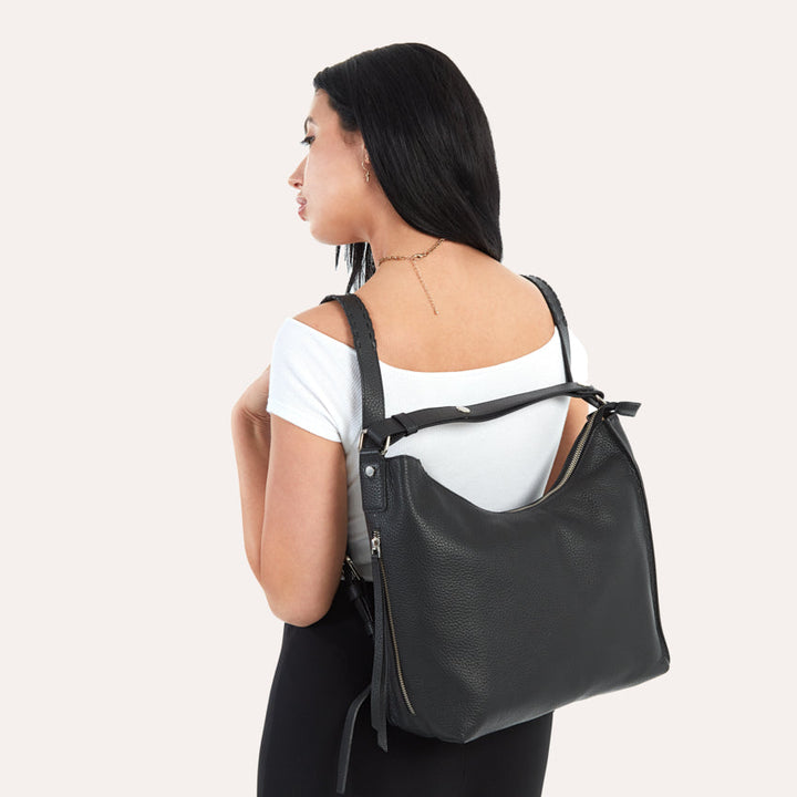 Genuine Pebble Leather Versatile Shoulder Bag with Adjustable Straps