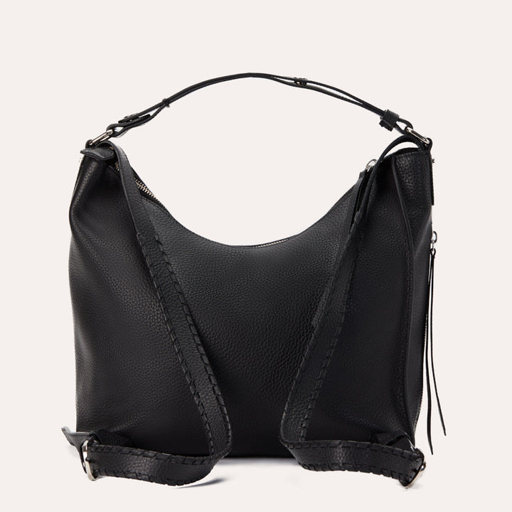 Genuine Pebble Leather Versatile Shoulder Bag with Adjustable Straps
