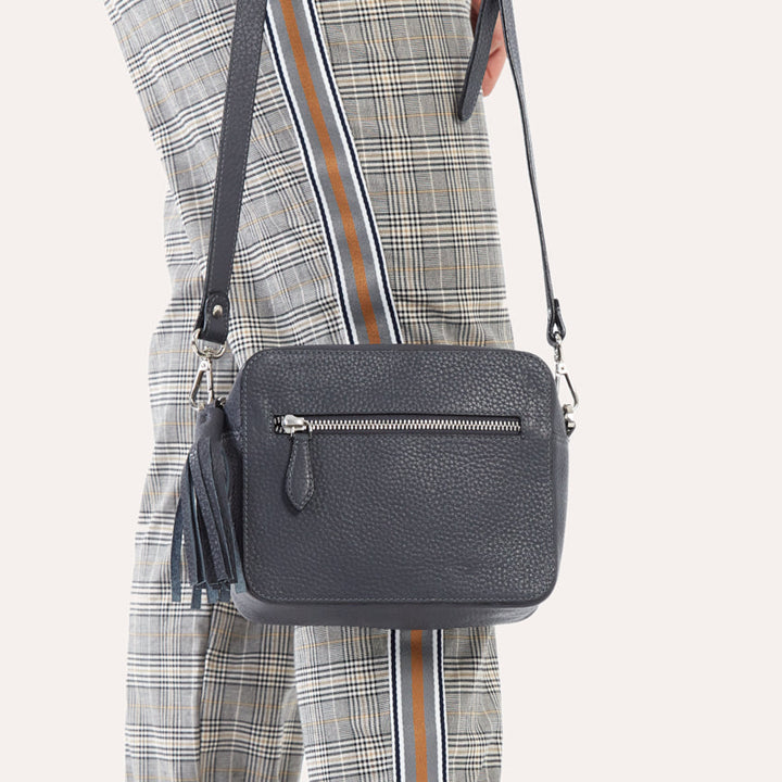 Genuine Pebble Leather Crossbody Bag