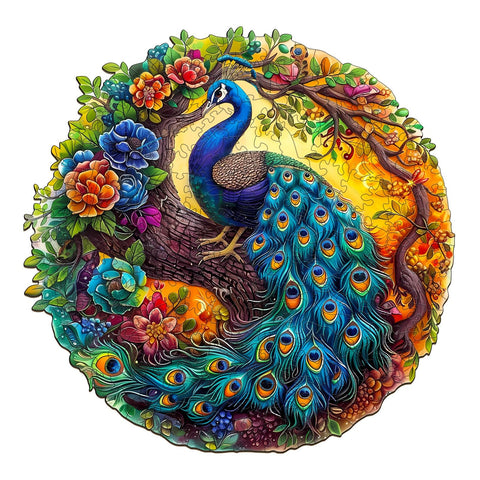 300-Piece Wooden Peacock Puzzle for Adults