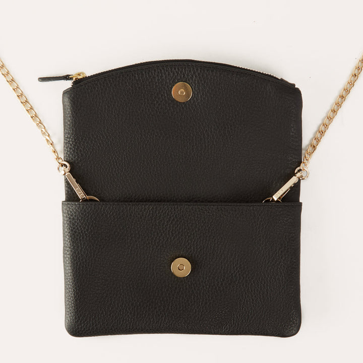 Flap Clutch Genuine Pebble Leather Chain Shoulder Bag