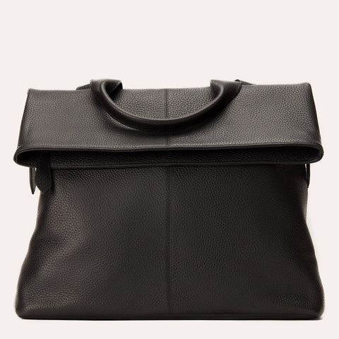 Genuine Pebble Leather Backpack with Adjustable Straps & Multiple Pockets