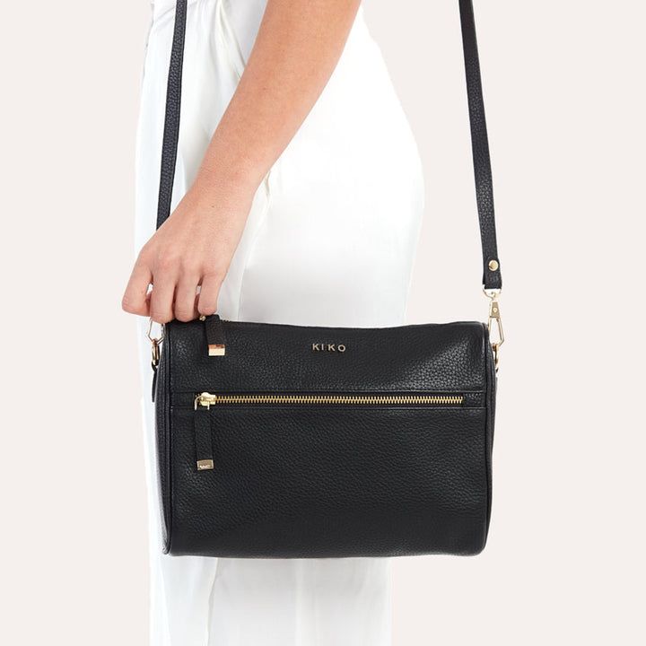 Genuine Pebble Leather Crossbody Bag with Adjustable Shoulder Strap