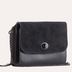 Genuine Leather & Suede Crossbody Bag with Turn Lock Closure