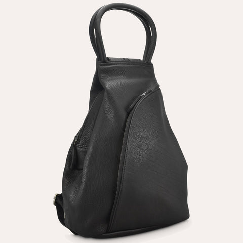 Convertible Leather Sling N Go Bag with Backpack & Shoulder Carrying Options