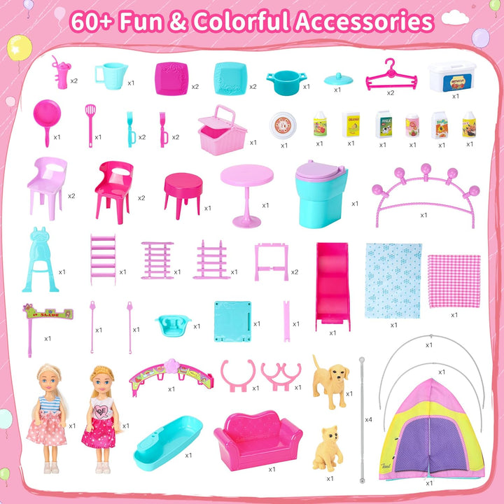 Portable Foldable Dollhouse Playset