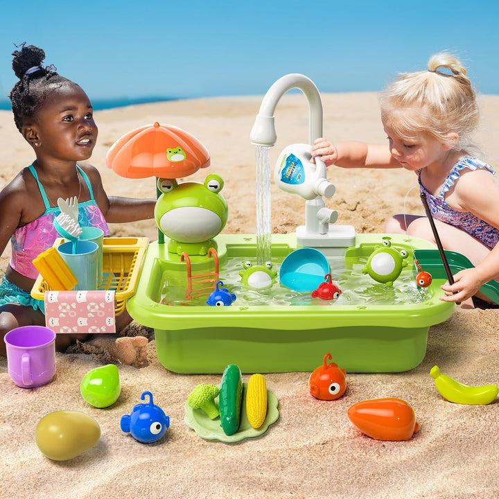 Kids Play Sink with Running Water & Fishing Game