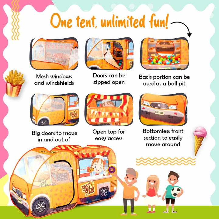 Kids Food Truck Play Tent with 54-Piece Food Set