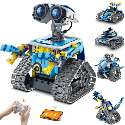 Mibido 5-in-1 STEM Robot Building Kit – RC & App-Controlled Coding Toy for Kids 8–14