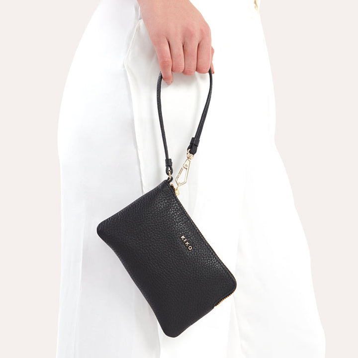 Genuine Pebble Leather Small Wristlet