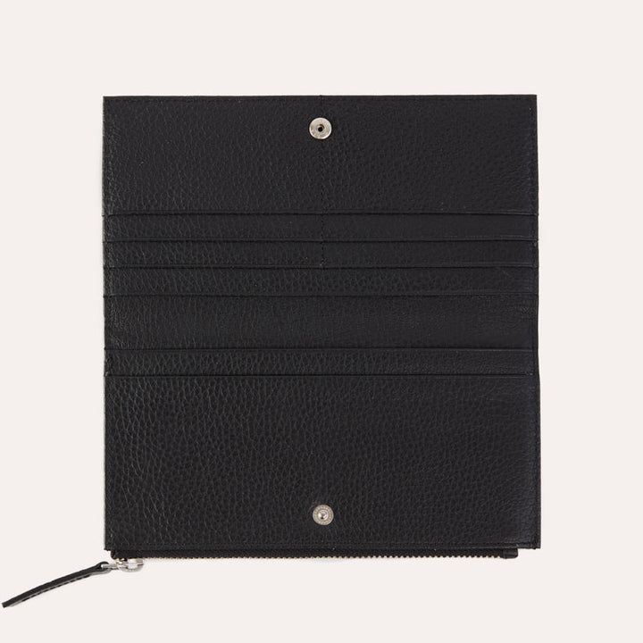 Genuine Pebble Leather Wallet with 6 Card Slots, 3 Bill Sleeves & Zip Coin Pouch