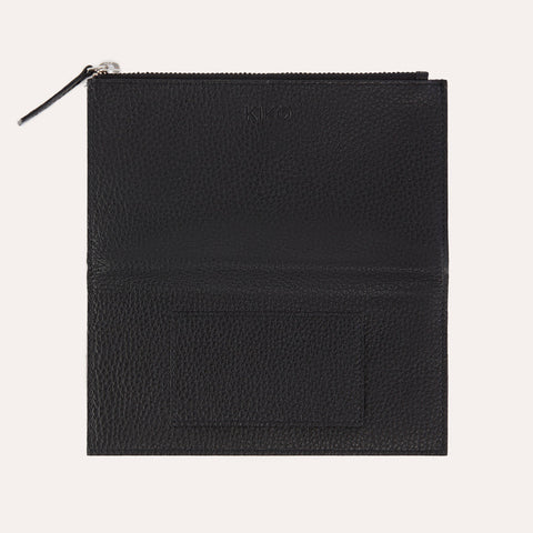 Genuine Pebble Leather Wallet with 6 Card Slots, 3 Bill Sleeves & Zip Coin Pouch