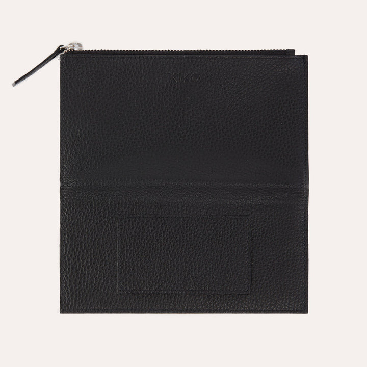 Genuine Pebble Leather Wallet with 6 Card Slots, 3 Bill Sleeves & Zip Coin Pouch