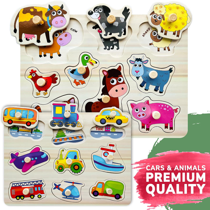 6-Piece Wooden Toddler Puzzle Set