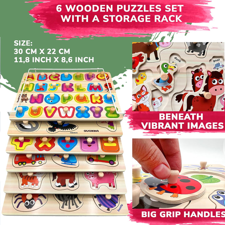 6-Piece Wooden Toddler Puzzle Set