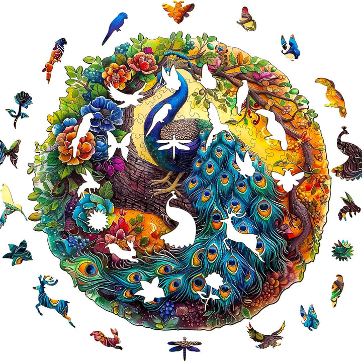 300-Piece Wooden Peacock Puzzle for Adults