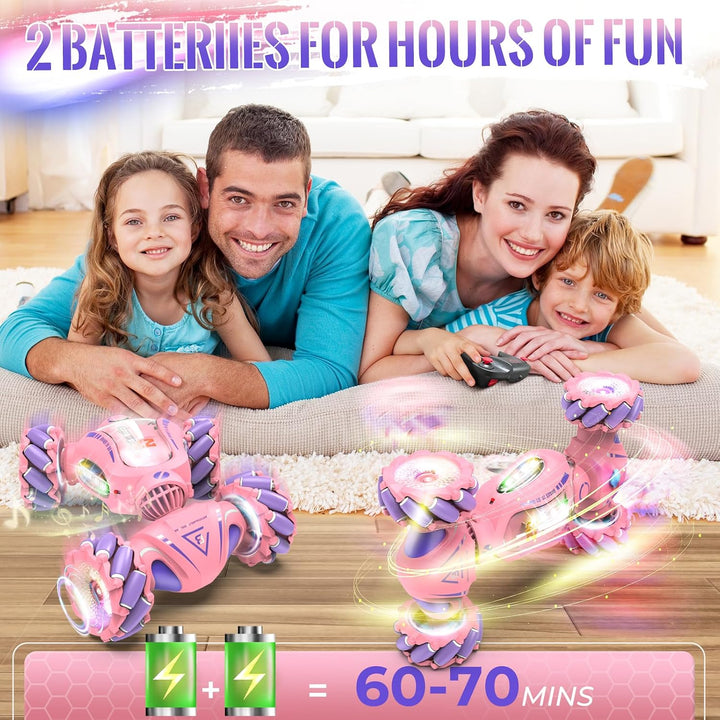 Pink 4WD Gesture Sensing Stunt RC Car