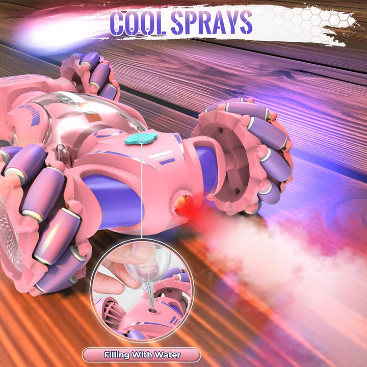Pink 4WD Gesture Sensing Stunt RC Car