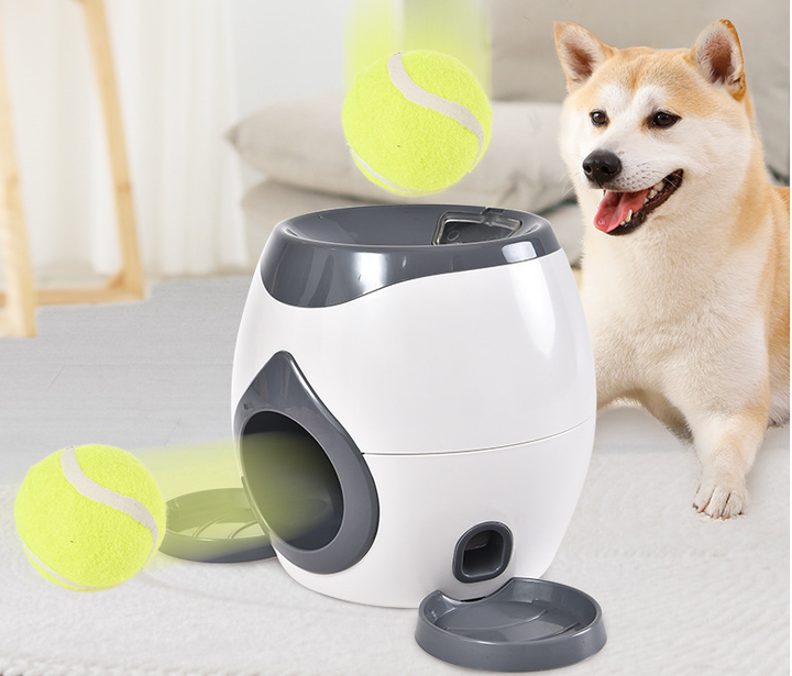 Interactive Dog Tennis Ball Launcher & Treat Dispenser – Automatic Fetch & Puzzle Toy