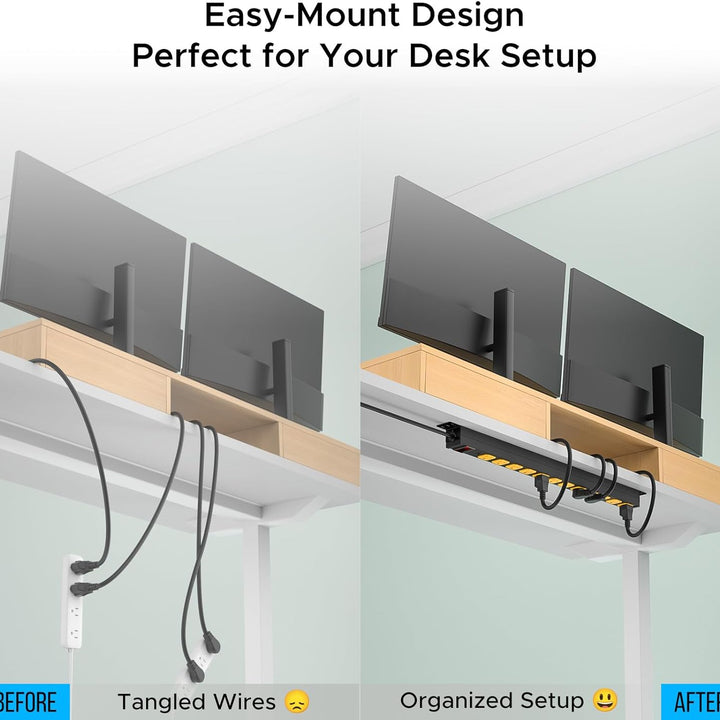 CRST 8-Outlet Mountable Metal Power Strip | 4-Way Bracket Mount, 2100J