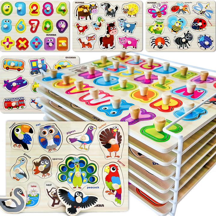 6-Piece Wooden Toddler Puzzle Set