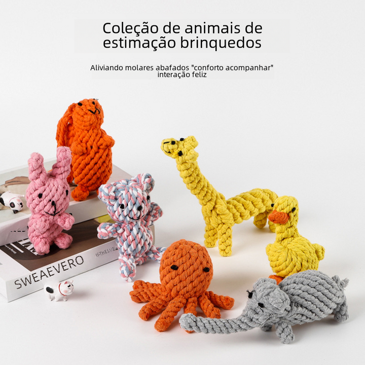 Chew Rope Animal Shape Dog Toy – Durable Cotton & Polyester Interactive Tug & Chew Toy for Dogs