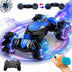 Stunt Remote Control Car Toys: Gesture Sensing 4WD Car 360° Rotating - RC Transformer Toys with Light and Music Spray - All Terrain Car for Kids 6 7 8 9 10 11 12 for Kids Blue