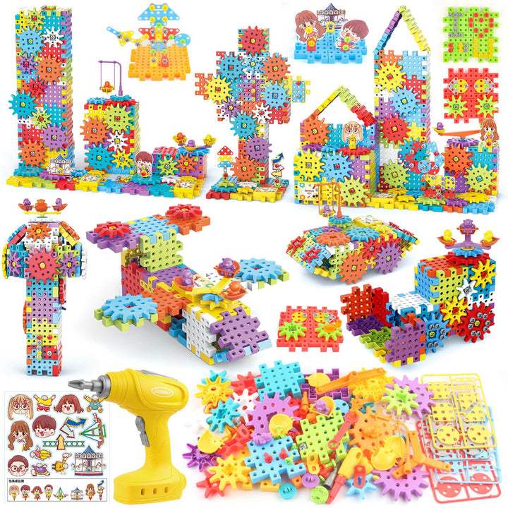 DEKILEA Building Toys 234 Pieces Upgrade Gear Building Blocks Set Kids Tool Set with Electric Drill Construction Toys STEM Kits for Kids Age 3+
