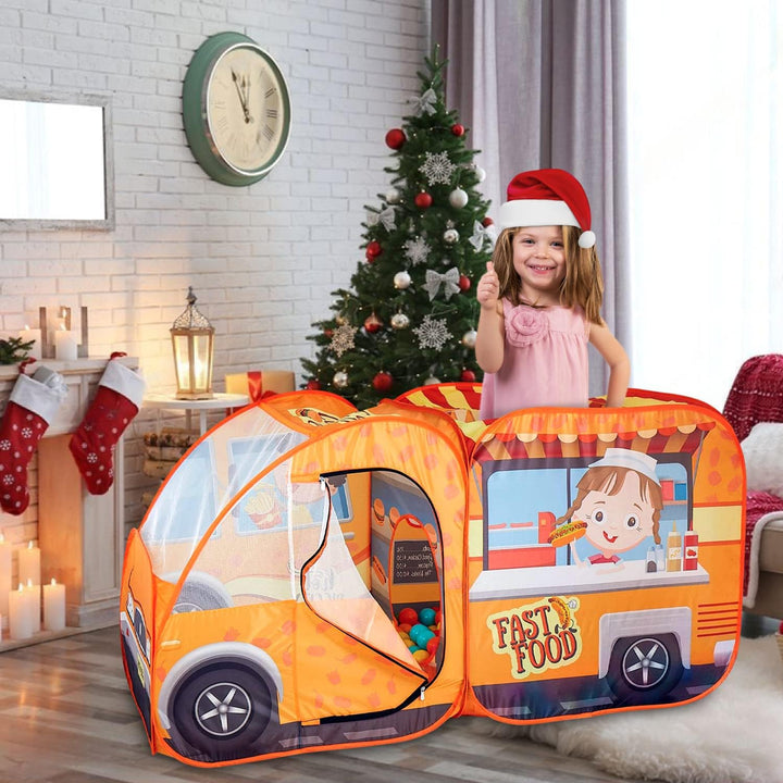 Kids Food Truck Play Tent with 54-Piece Food Set
