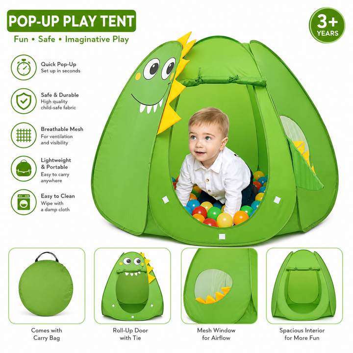 Kids Play Tent – Cartoon Dinosaur Indoor & Outdoor