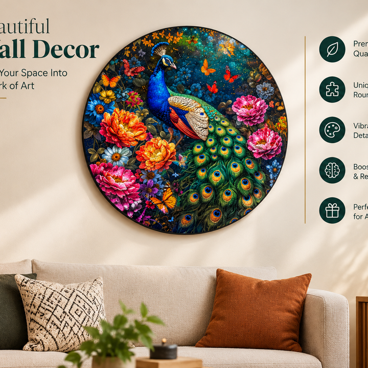 500-Piece Peacock & Flower Wooden Puzzle