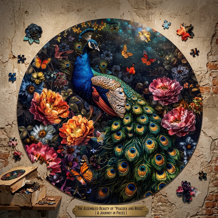 500-Piece Peacock & Flower Wooden Puzzle