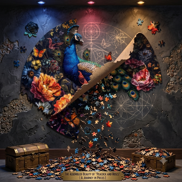 500-Piece Peacock & Flower Wooden Puzzle