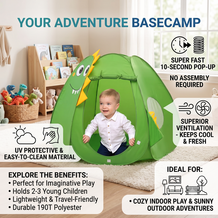 Kids Play Tent – Cartoon Dinosaur Indoor & Outdoor