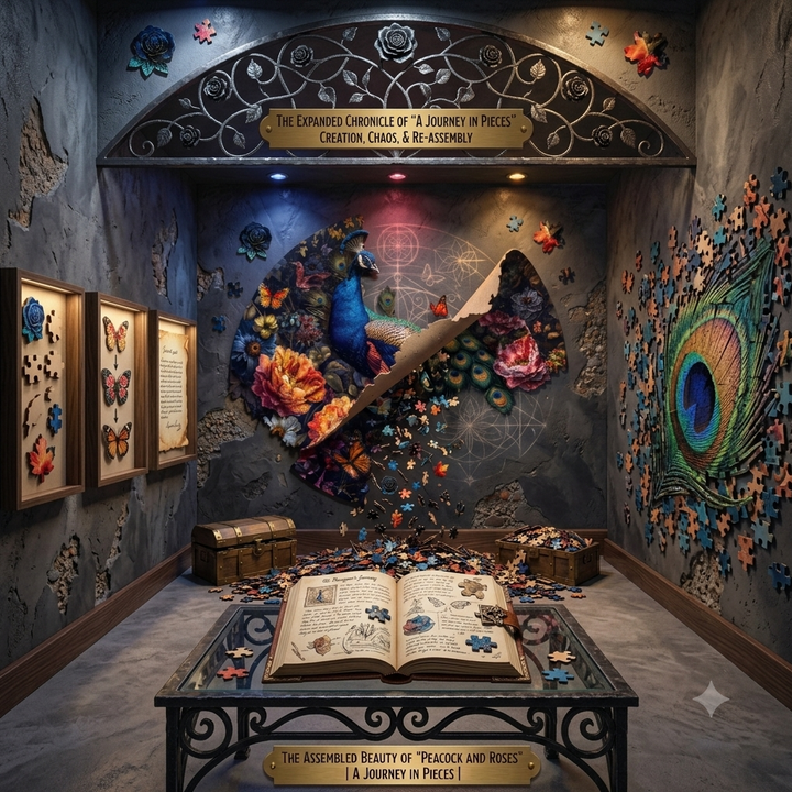 500-Piece Peacock & Flower Wooden Puzzle