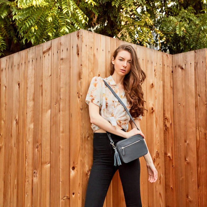 Genuine Pebble Leather Crossbody Bag
