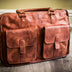 Genuine Washed Leather Laptop Bag with Adjustable Shoulder Strap & Multiple Pockets