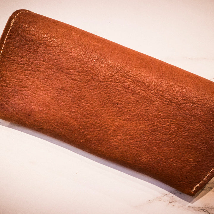 Genuine Leather Eyeglass Case with Button Closure