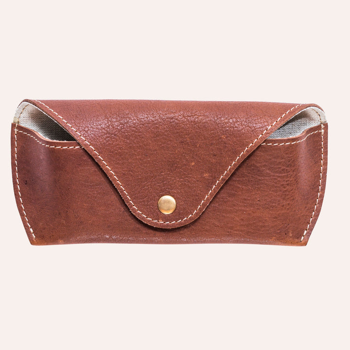 Genuine Leather Eyeglass Case with Button Closure