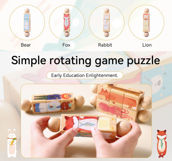 Kids Handbell Wooden Animal Puzzle
