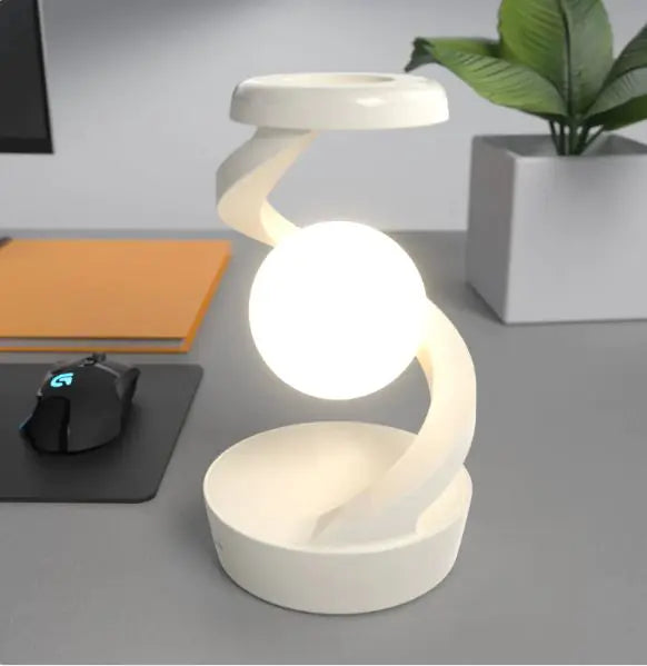 Rotating Moon Desk Lamp with Wireless Phone Charging