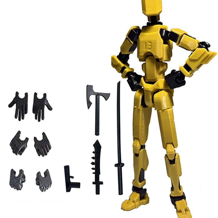 AVLIK Action FiguresT13 Action Figure 3D Printed Multi-Jointed Movable13 Articulated Robot Dummy Action Figures (Yellow)