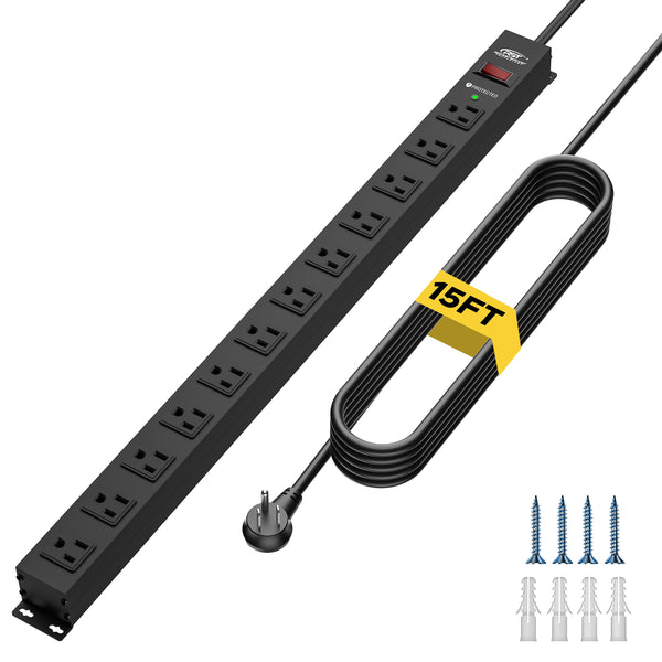 CRST 12-Outlet Metal Surge Protector, 2100J, Mountable