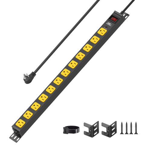 CRST 12-Outlet Metal Power Strip, 2100J Surge Protection, ETL Listed