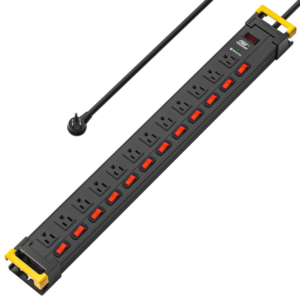 12-Outlet Power Strip with Individual Switches, 1020J, 9ft Cord