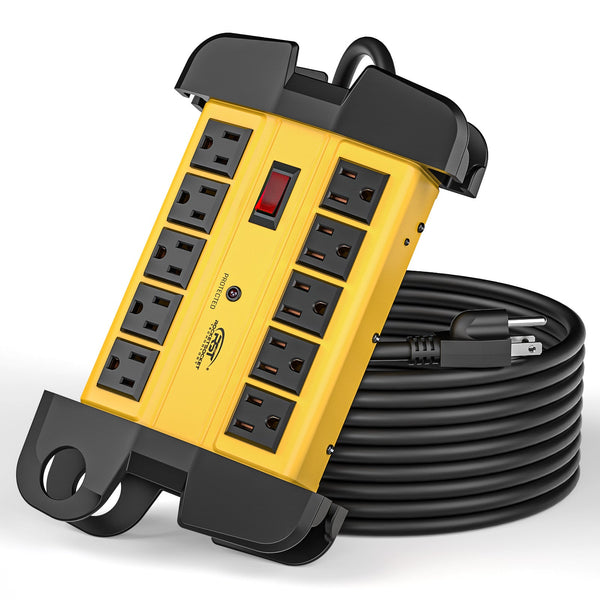 10-Outlet Heavy-Duty Metal Surge Protector, 2800J