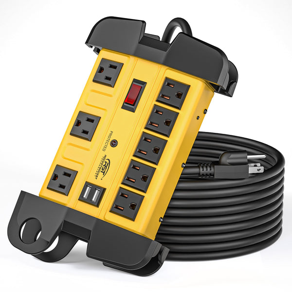 8-Outlet Metal Surge Protector with Dual USB Ports, 1350J